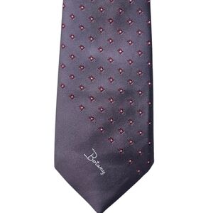 Botany 500 Vintage Grey With Burgundy Geometric Pattern Tie, 60", EUC